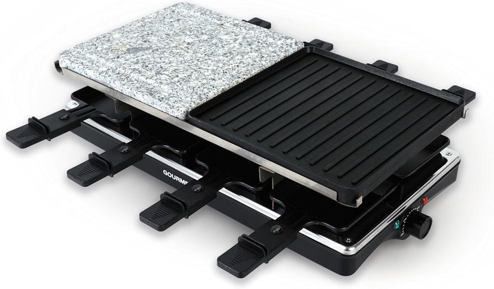 GOURMETmaxx 2-in-1 Raclette Set 8 Personen | Raclette mit Steinplatte und Aluminiumplatte inkl. 8 Pf