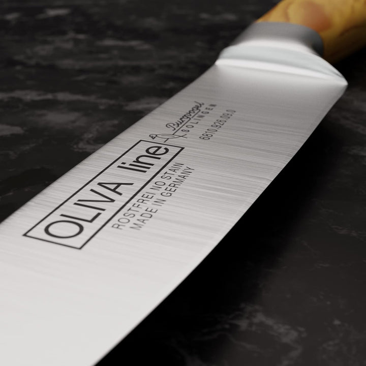 Burgvogel Solingen Gemüsemesser 9 cm geschmiedet Olivenholz, Oliva Line, rostfrei, deutsches Küchenm