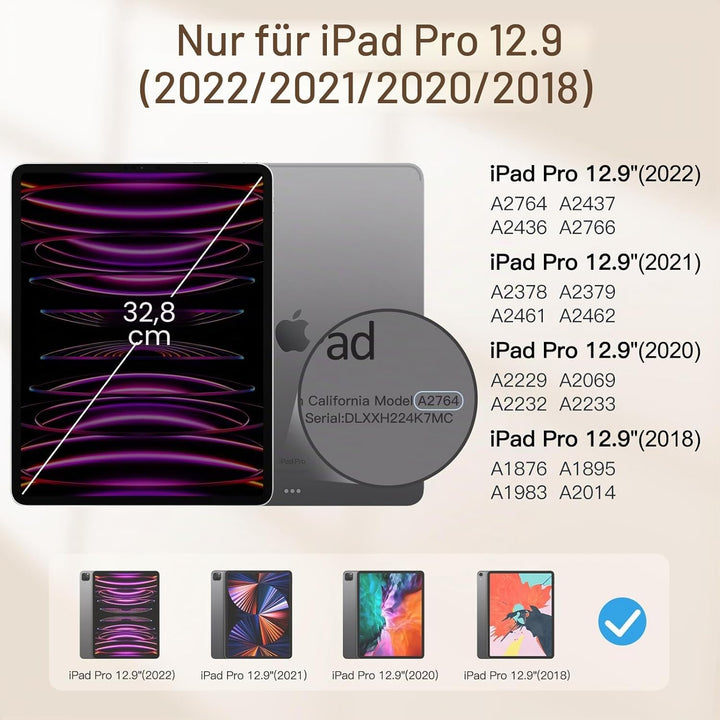 JETech Magnetische Hülle für iPad Pro 12,9 Zoll 2022/2021/2020/2018 (6./5./4./3. Generation), Pencil