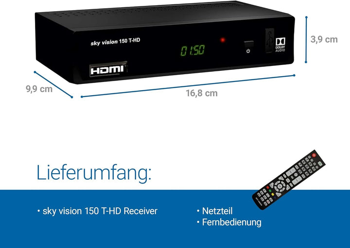 Sky Vision Vision DVB-T2 Receiver für Italien (Italienische Menüführung, HD-Empfänger, Antennen-Rece