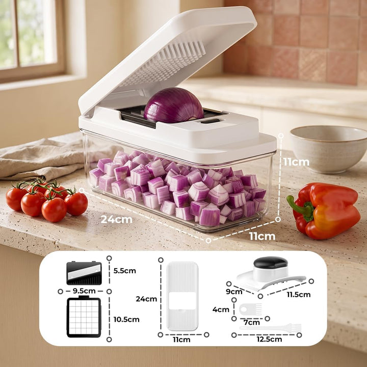 Gemüseschneider, Mandoline Gemüsehobel, Gurkenhobel Zwiebelschneider, 12 in 1 Multifunktionaler Gemü