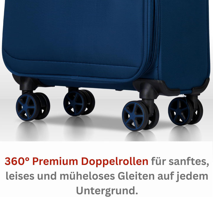 Cocoono Handgepäck Koffer 55x40x20 – Leichter Stoff Reisekoffer mit Rollen, TSA-Schloss, erweiterbar
