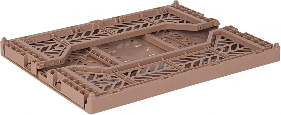 AYKASA Klappkiste, stabile Faltkiste aus Kunststoff, stapelbar, Warm Taupe, Midi (40x30x14cm) Warm T