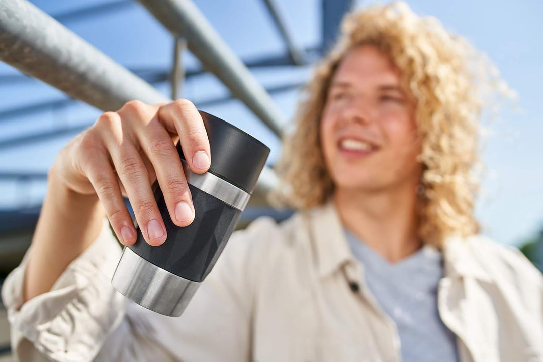 Emsa Travel Mug Compact Thermobecher 300 ml, Isolierbecher Edelstahl, Kaffeebecher to go, 3h heiss,