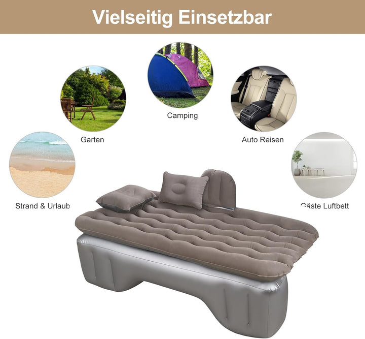 Auto Luftmatratze 128x70cm Aufblasbare Matratze für Rücksitz & Kofferraum, Tragbares Auto Reisebett
