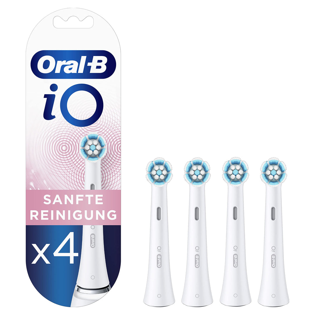 Oral-B iO Sanfte Reinigung Aufsteckbürsten für elektrische Zahnbürste, 4 Stück, sanfte Zahnreinigung