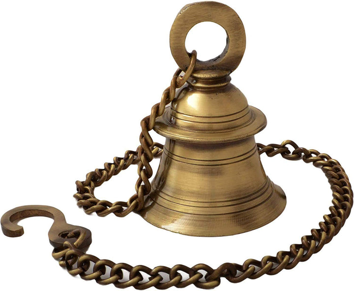 eSplanade - Glocke aus Messing mit Kette | Messing zum Aufhängen Bell | Wohnkultur | Tür Dekor | Räu