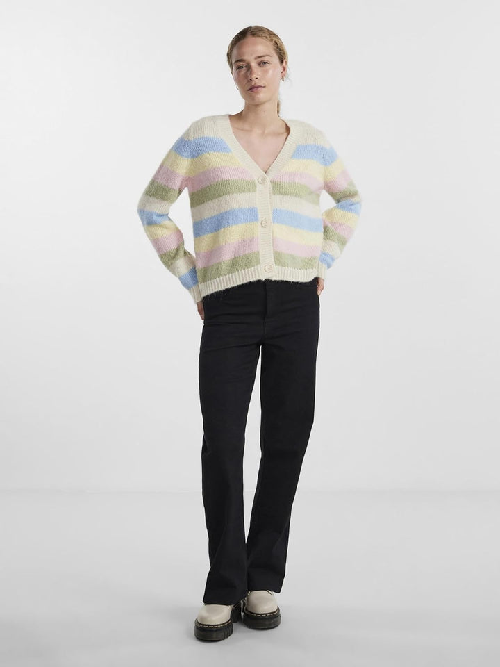 Pieces Damen Pcnatasha Ls Knit Cardigan Noos Bc Cp Strickjacke (1er Pack) S Birch/Stripes:airy Blue-