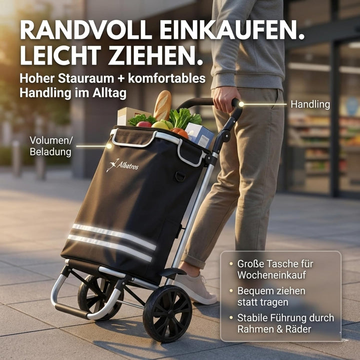 ALBATROS Einkaufstrolley Gross | Einkaufsroller mit grosser Tasche, Thermo-Innenbeutel | Sichtfenste