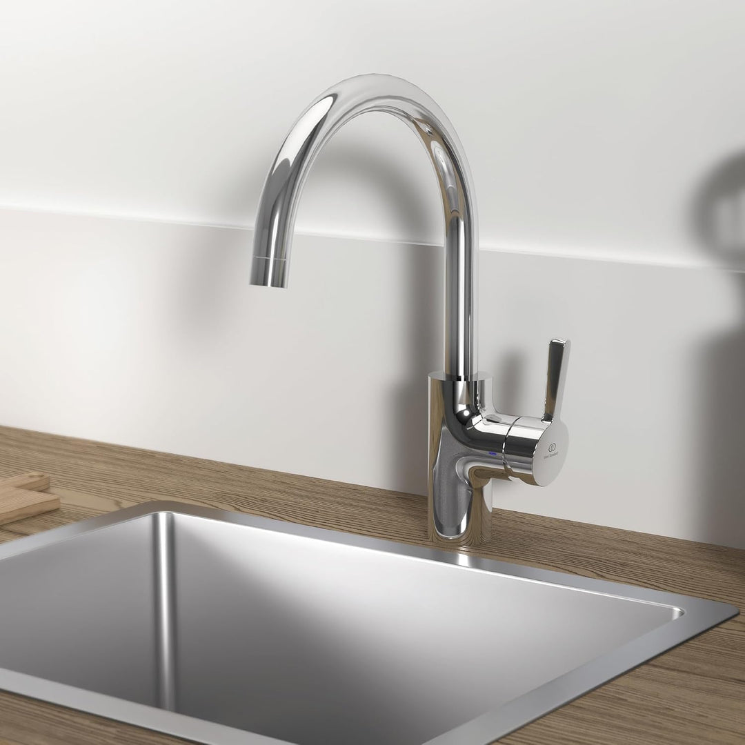 Ideal Standard Alero Küchenarmatur, Hochdruck, Auslaufhöhe 211 mm – Chrom C-Auslauf, C-Auslauf
