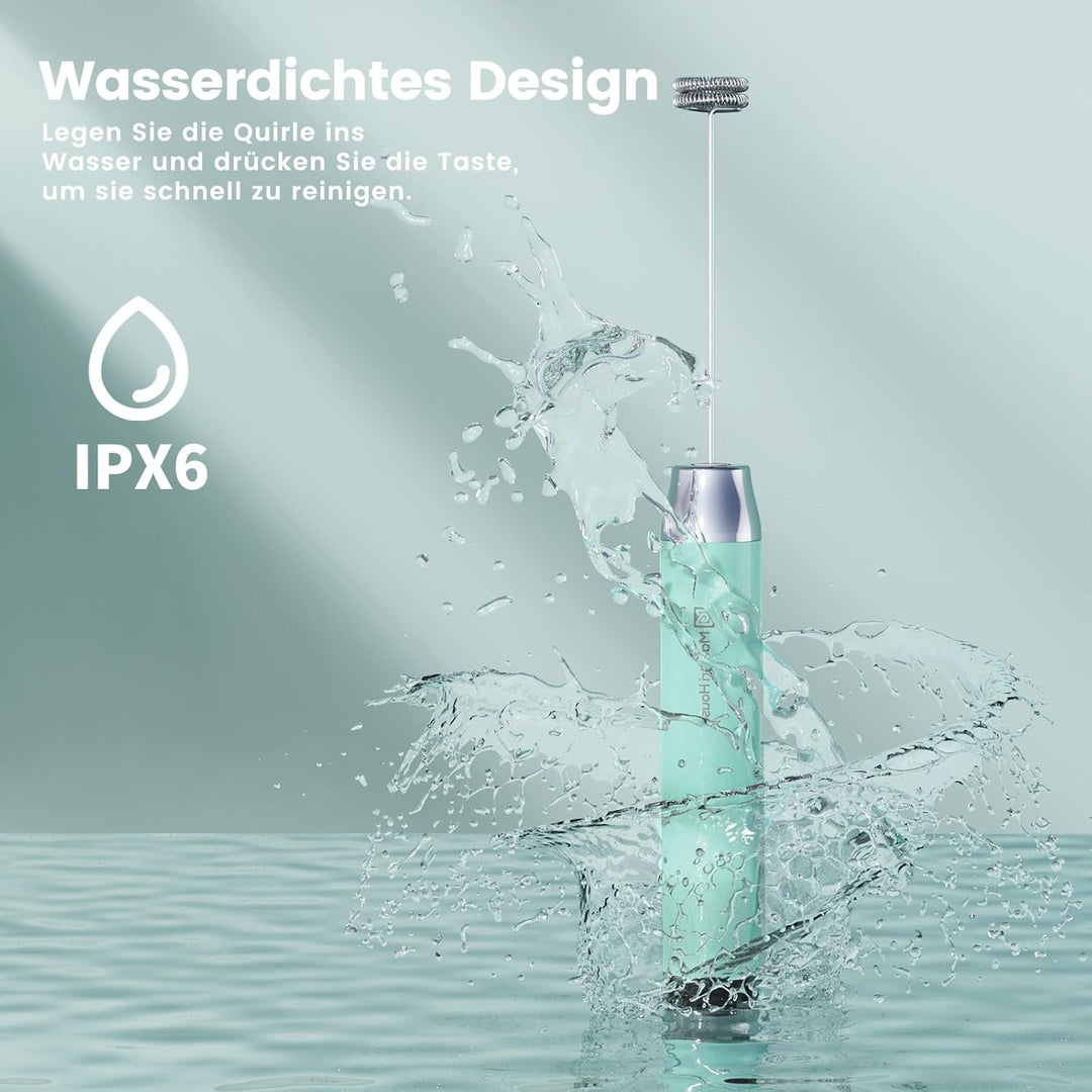MaestriHouse wiederaufladbarer Milchaufschäumer, tragbar, elektrisch, wasserdicht, abnehmbarer Edels