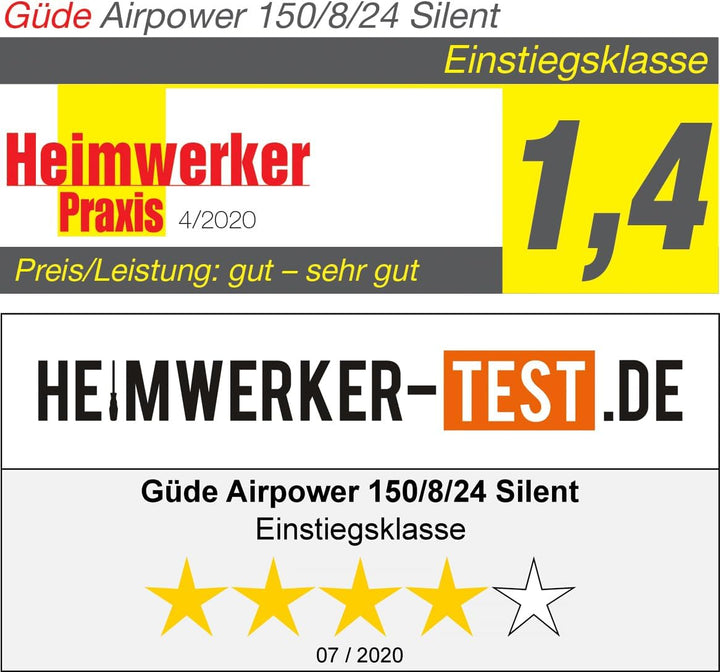 Güde 50136 Kompressor Airpower 150/8/24 Silent (Doppelkolbenaggregat Direktgetrieben, 0,75 kW, 230V,