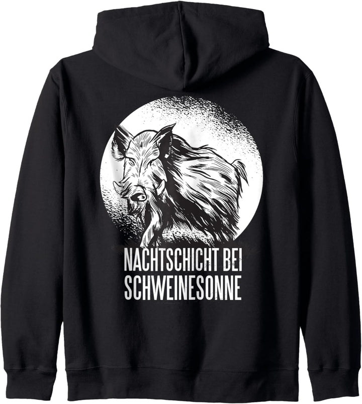 Nachtschicht bei Schweinesonne Wildschwein Jagd Jäger Kapuzenjacke