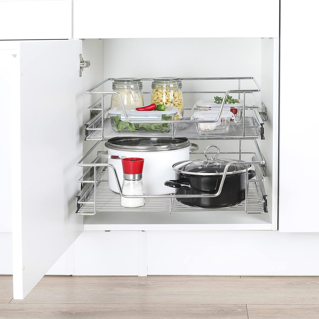 Haushalt International Teleskop Schublade - Küchenschrank Schublade für 50 cm Küchenschränke, Aufbew
