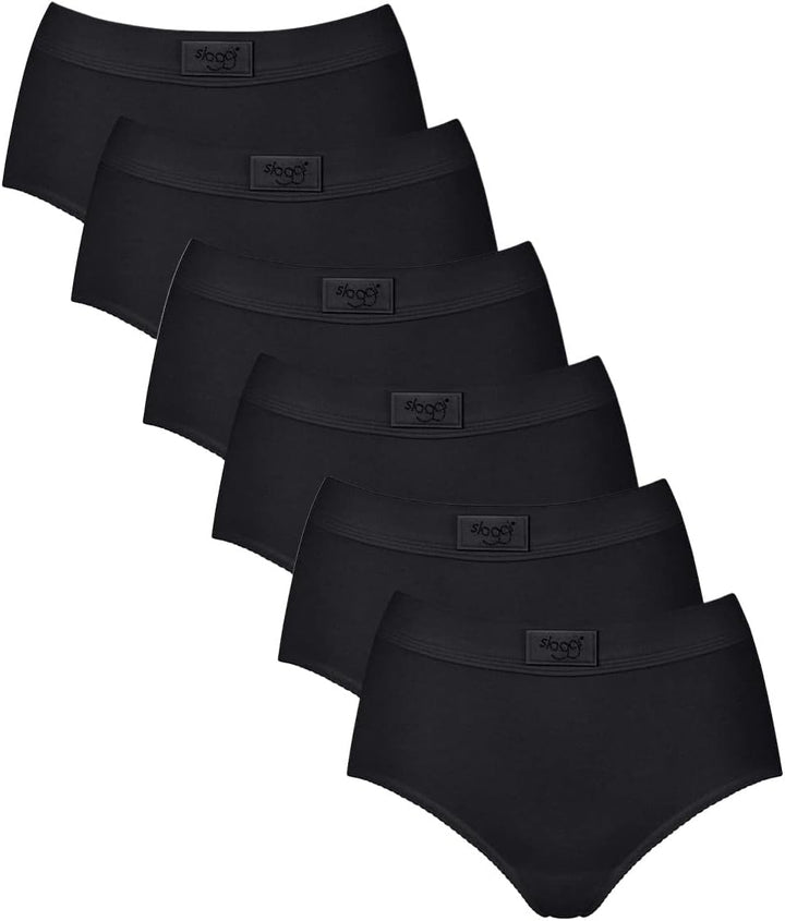 Sloggi 6er Pacl Double Comfort - Damen - Maxi Slip - Baumwolle 42 Schwarz, 42 Schwarz