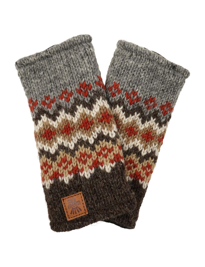 Damen Wolle Handwärmer Fleece gefüttert Handgestrickt Fair Isle Mehrfarbig Einheitsgrösse Handarbeit