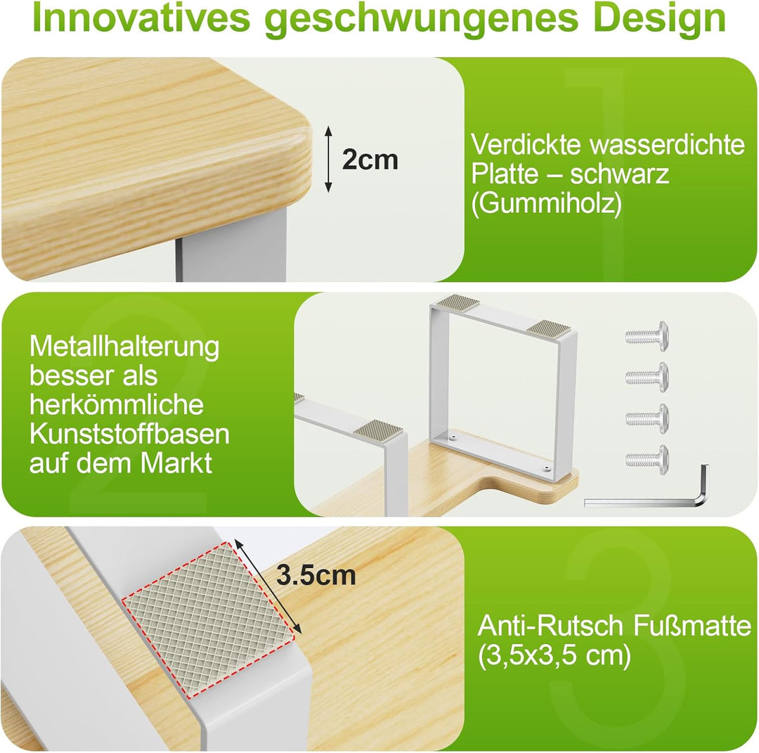 USION Toilettenhocker Erwachsene - 7 Zoll Toilettenhocker Holz, Anti-Rutsch Klohocker Fussbank Squat