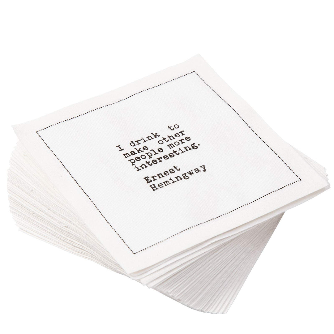 Signature Napkins Cocktail-Servietten, 50 Stück, 14 einzigartige Zitate, 11,4 x 11,4 cm, Weiss, Einz