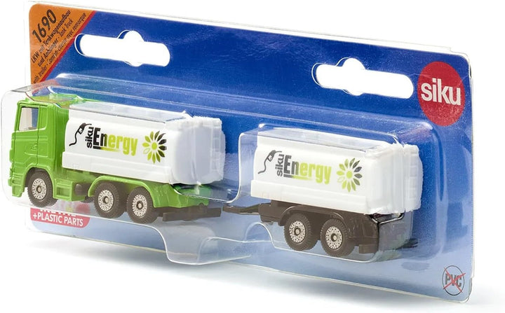 siku 1690, LKW mit Tankwagenaufbau und Anhänger, Metall/Kunststoff, 1:87, Grün/Weiss, Mit Tandemachs