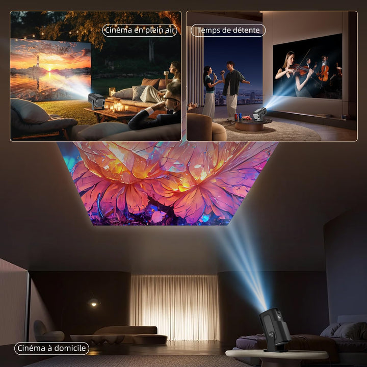ZDSSY Mini Beamer 4k 1080P Unterstützt Klein Projektor Portable mit WiFi 6 BT 5.4,Tragbarer Video Sm