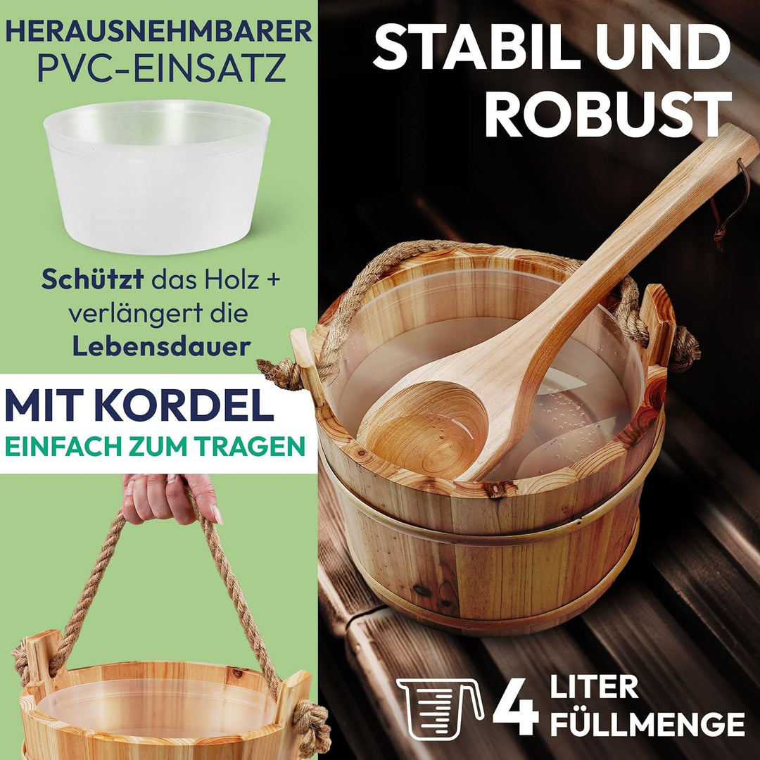 Saunakübel 26 Ø 21cm mit Holzkelle Fichte