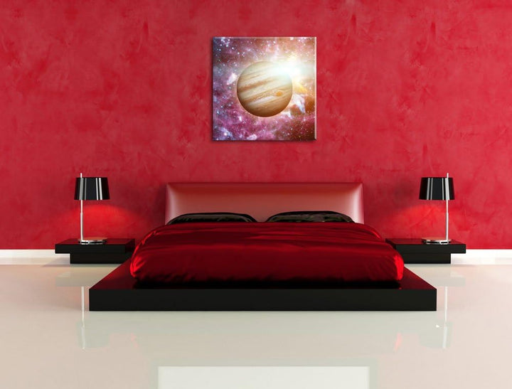 Pixxprint Planet Jupiter im Universum, Format: 70x70 auf Leinwand, 70x70