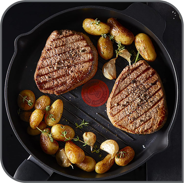 Tefal E24940 Robusto Aluguss Grillpfanne 26 cm | einfache Reinigung | Antihaftversiegelung | Thermo-