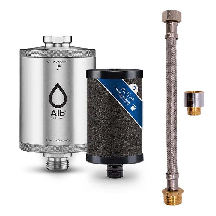 Alb Filter® Active Trinkwasserfilter reduziert Schadstoffe, Schwermetalle Edelstahl Natur