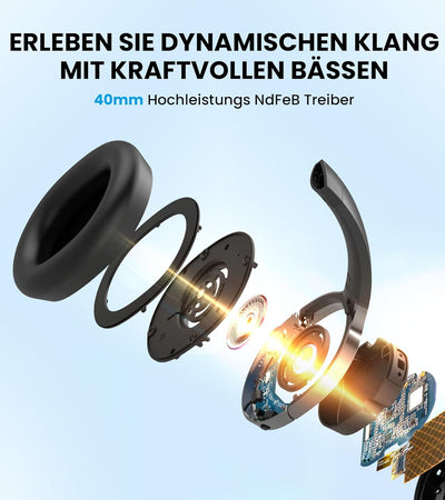 Edifier W600BT Kabellose Over-Ear Kopfhörer, Bluetooth V5.1, Kristallklare Anrufe, 40mm Treiber, 30
