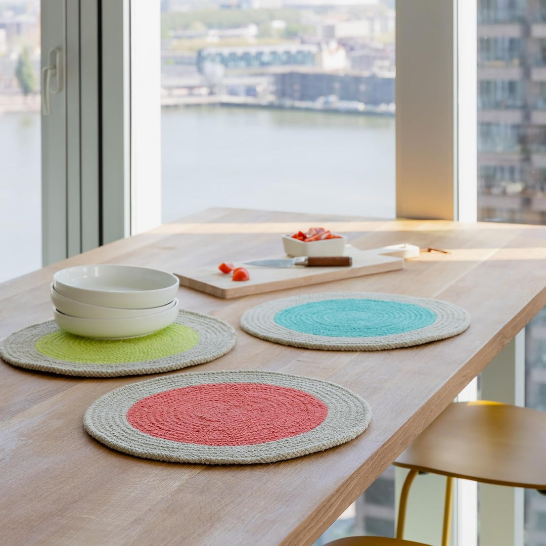 REMEMBER Baumwoll Tischsets Raspberry, 2er Set, Ø 38 cm – Runde Tischsets aus 100% Baumwolle, dekora