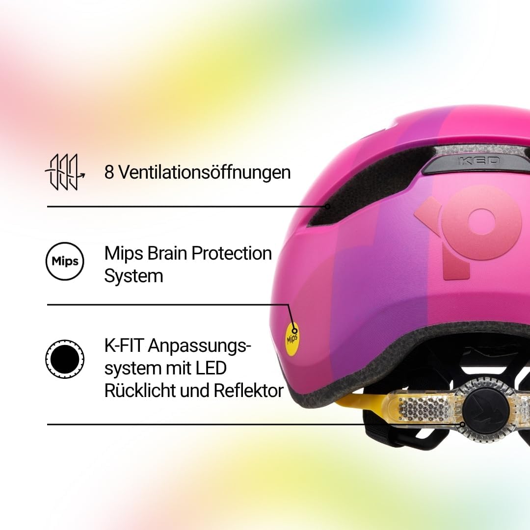 KED Pop MIPS Kinder Fahrrad Helm schwarz/weiss 2023 Pink M (52-56cm), Pink M (52-56cm)