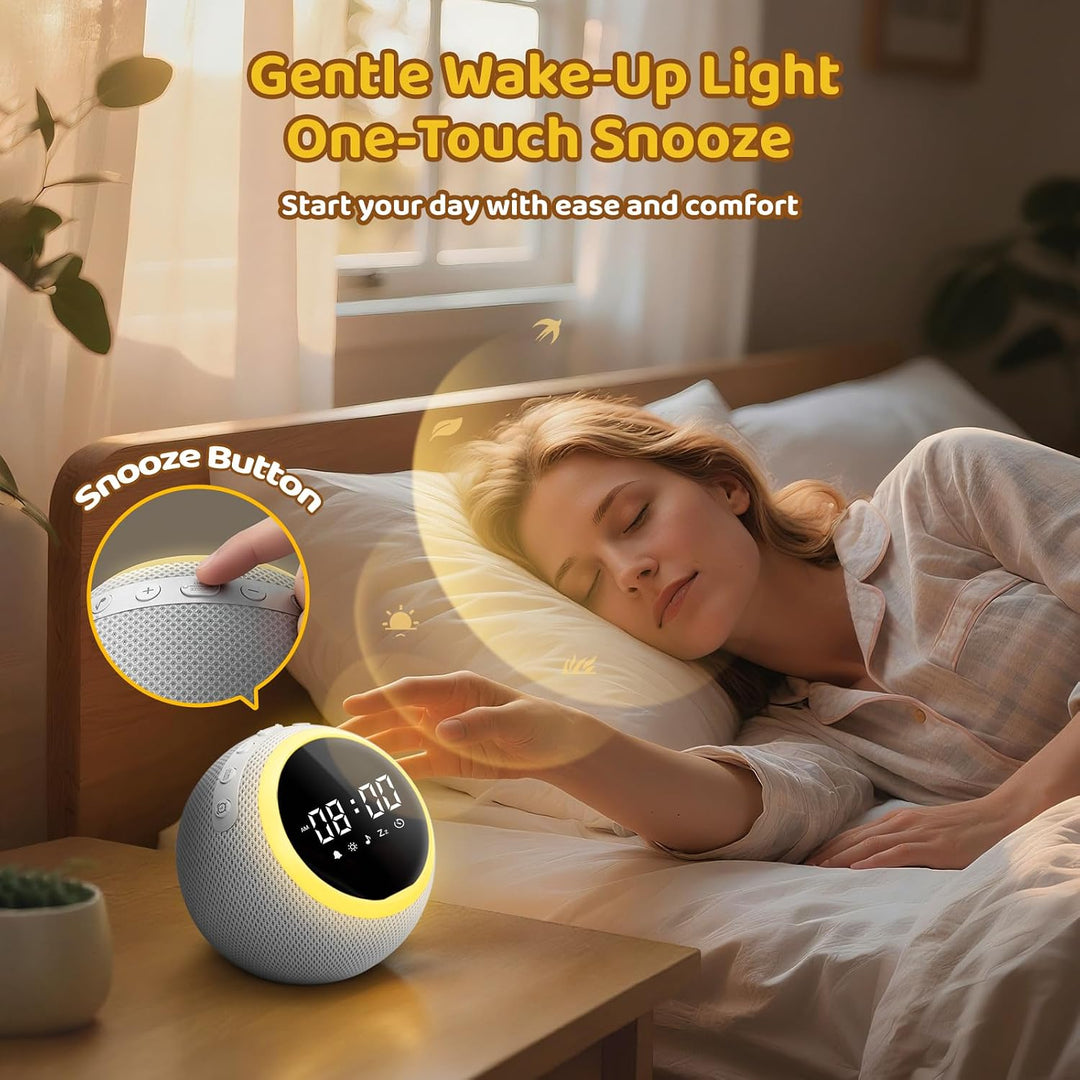 Mewaii White Noise Machine Baby mit Nachtlicht &amp; Wecker, 3-in-1 Nachtlicht Kinder, 2700K Licht &amp; san