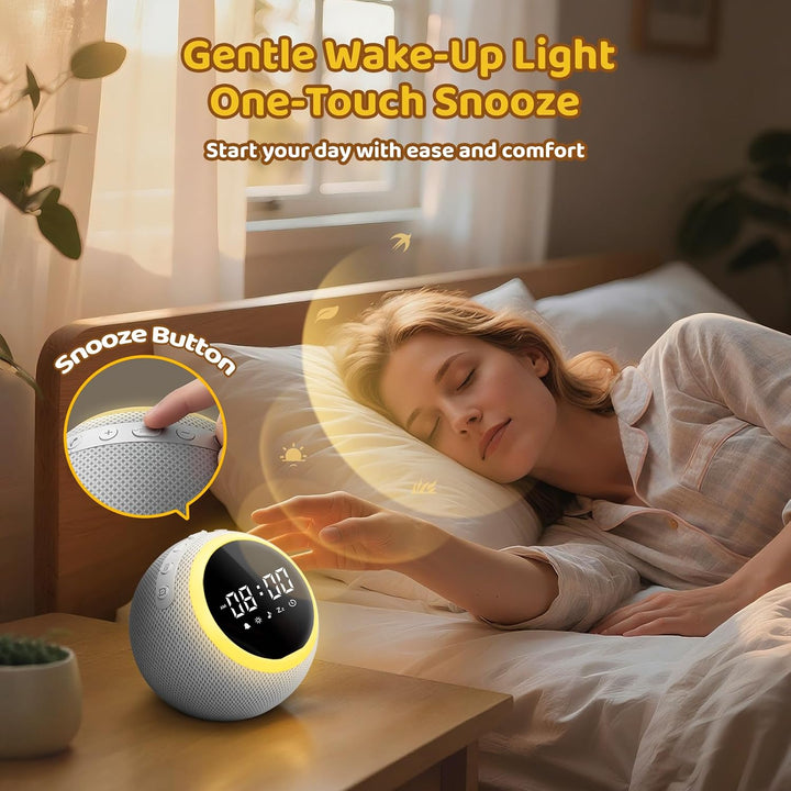 Mewaii White Noise Machine Baby mit Nachtlicht &amp; Wecker, 3-in-1 Nachtlicht Kinder, 2700K Licht &amp; san
