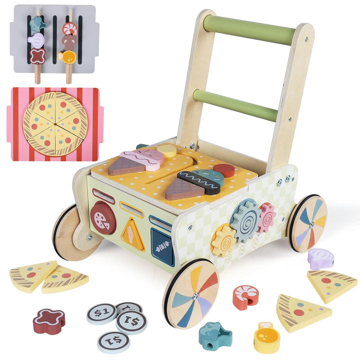 Holzwalker für Babys, Montessori-Spielzeug, Küchenwalker zum Schieben und Ziehen, Lernaktivitäten, B
