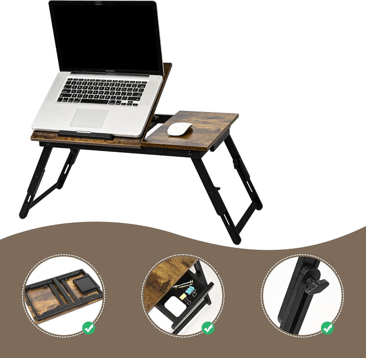 VASMIA Laptoptisch für Bett und Couch, Klapptisch, Frühstück Serviertablett mit klappbaren Beinen, h