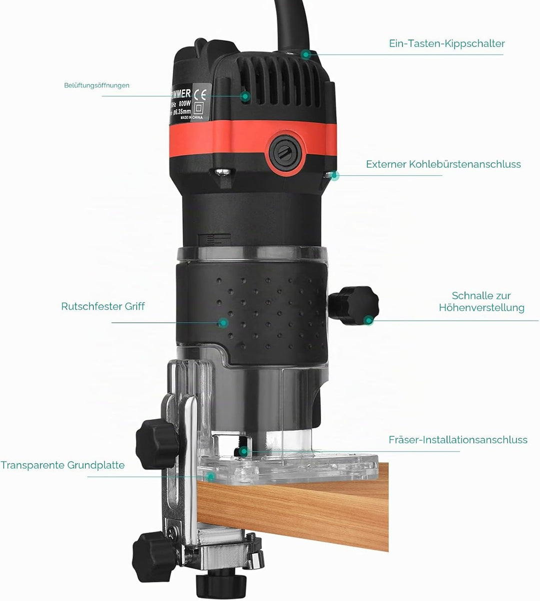 Yontwe Kompaktes Holz Router Werkzeug Tragbarer Handrouter Holzbearbeitung mit 15 Stück Router Bits