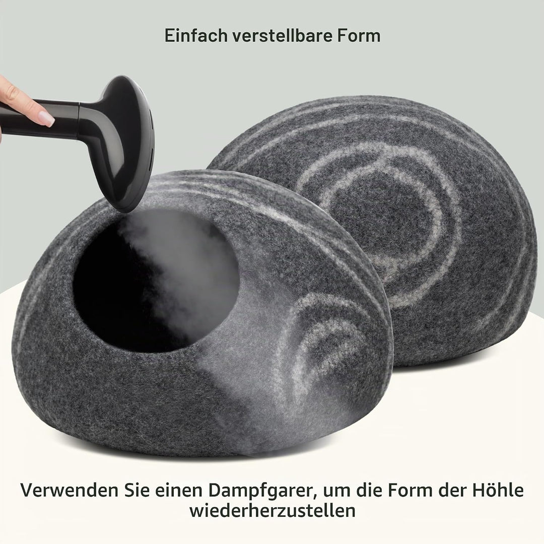 MEOWFIA Katzenbett Höhle – Umweltfreundliche Betten aus 100% Merinowolle für Katzen und Kätzchen (L,