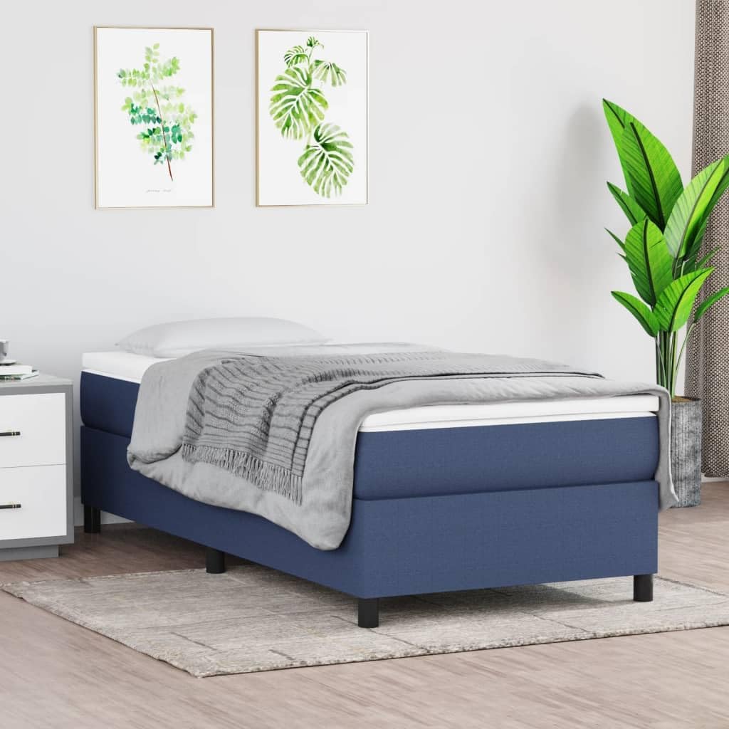 vidaXL Boxspringbettgestell Blau 90x200 cm Stoff 35 cm/ 90 x 200 cm Blau, 35 cm/ 90 x 200 cm Blau