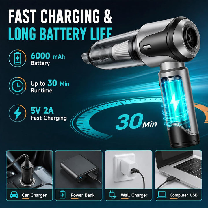 Handstaubsauger Akku Autostaubsauger Auto Stark, 26000Pa 4-in-1 Mini Staubsauger Kabellos, Car Vacuu