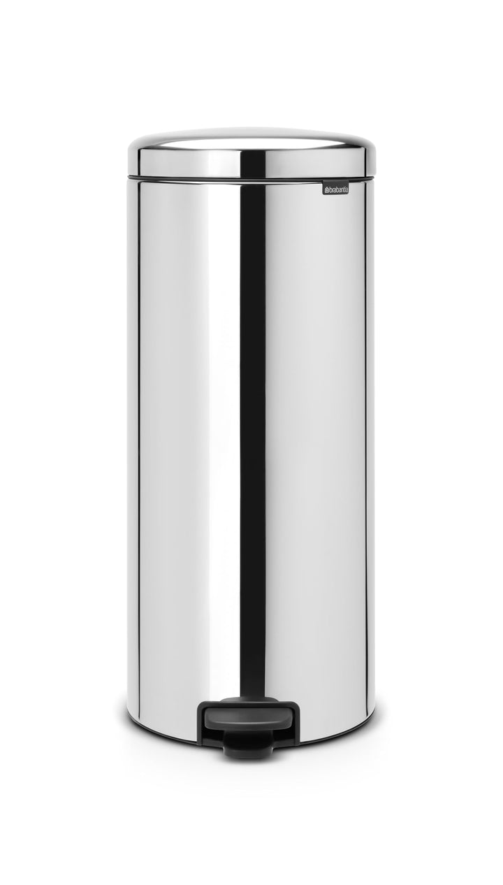 Brabantia Treteimer mit Inneneimer aus Metall, plastik metall, Glänzender Stahl, 30L 30 Liter Brilli