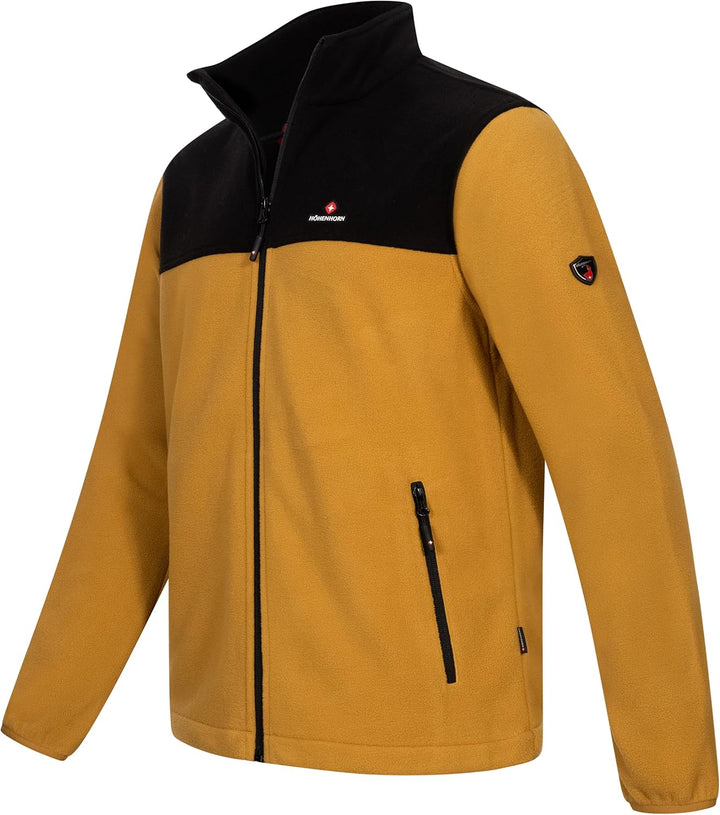 Höhenhorn Badus Herren Fleece Jacke Microfleece Full Zip Troyer Outdoor Wander Trekking, Senfgelb/Sc