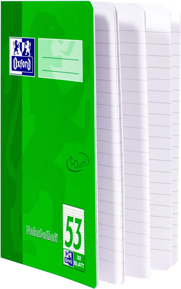 Oxford Vokabelheft A5, Lineatur 53 (2 Spalten), 32 Blatt, grün, 10 Stück, Grün