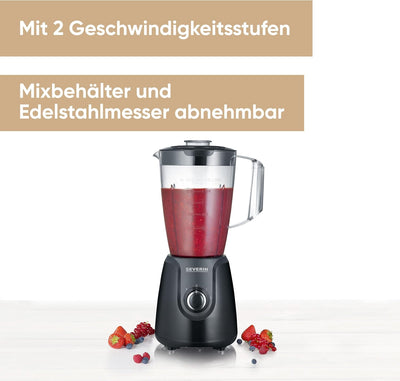 SEVERIN Standmixer mit 1,5 L Mixbehälter aus Tritan, Mixer mit 2 Stufen und Pulse-Funktion, leistung