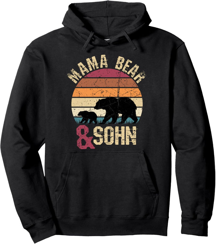 Vintage Mama Bear Und Sohn Wandern Campen Muttertag Pullover Hoodie