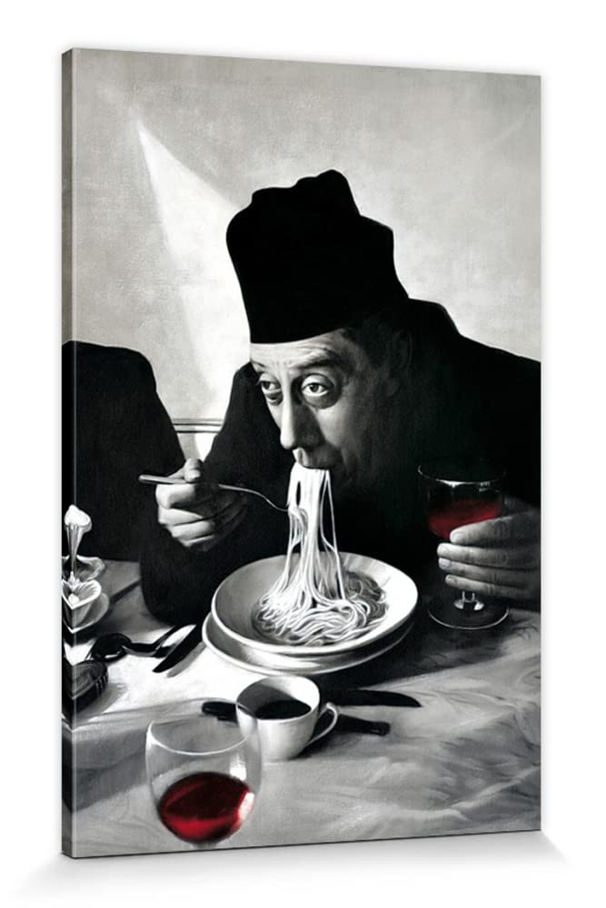1art1 Kochkunst Poster Spaghetti, Rotwein, Don Camillo Bilder Leinwand-Bild Auf Keilrahmen | XXL-Wan