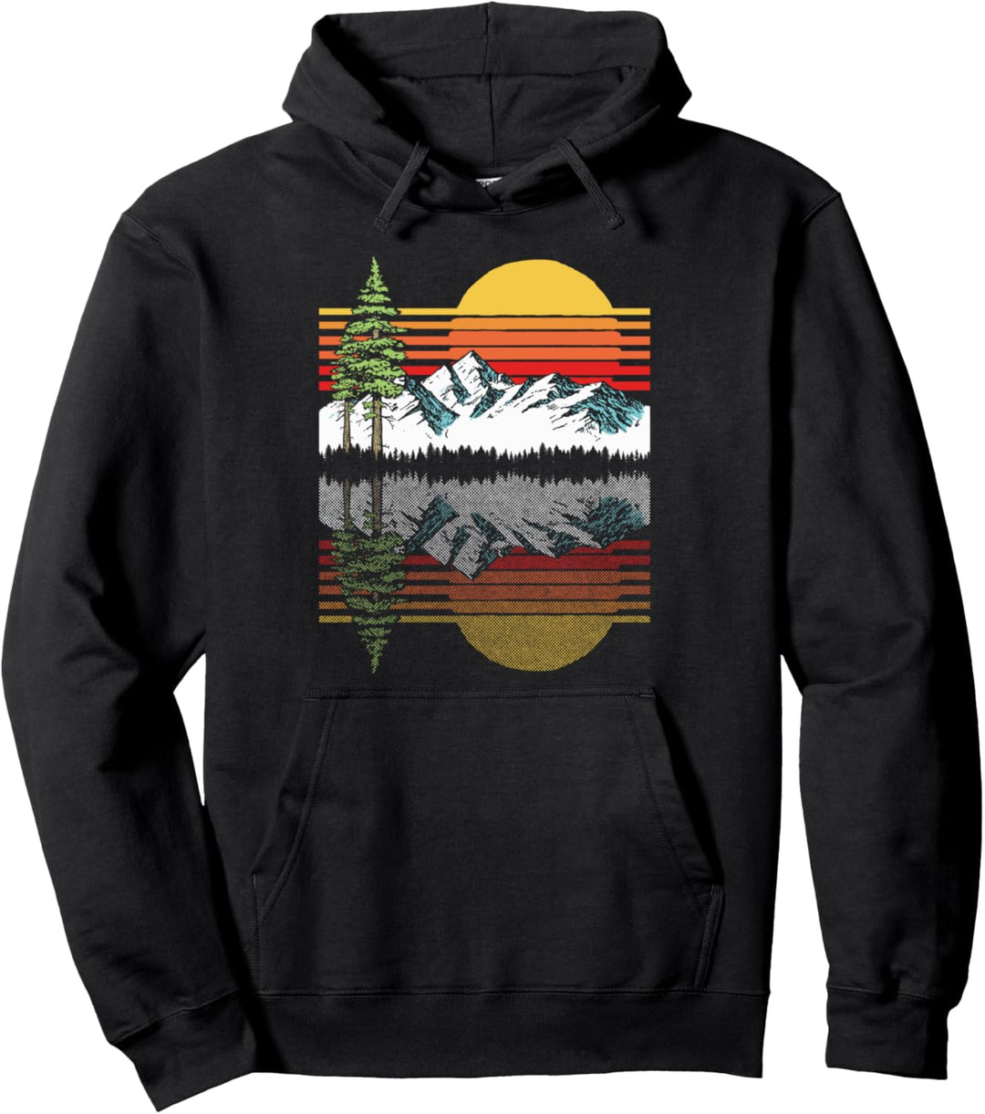 Mountain & Trees Reflection Vintage Nature & Outdoor Pullover Hoodie