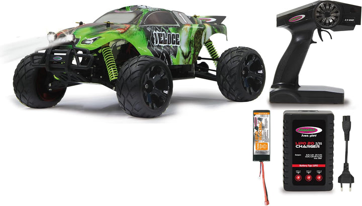 JAMARA Veloce Monstertruck 1:10 4WD Lipo 2,4G LED - Allrad, Elektroantrieb, Akku, 40Kmh, Aluchassis,