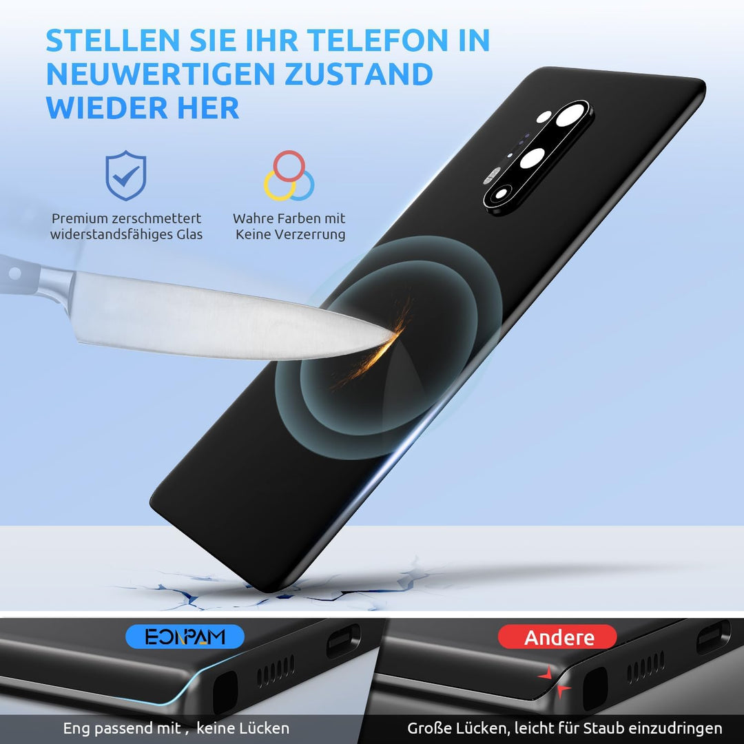 Eonpam Akkudeckel für OnePlus 8 Pro Rückseite Glas Original Backcover Back Glas Ersatz Reparatur Set