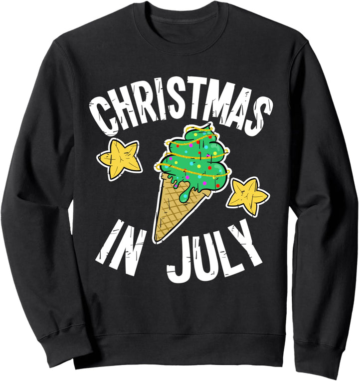 Summer Green Ice Cream Xmas Tree Cone for Christmas in July Sweatshirt