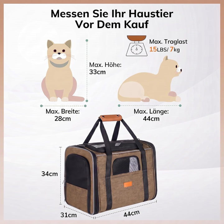 Morpilot Katzentransportbox für grosse Katzen und Welpen Katzenbox Hundetasche mit Sicherheit Reissv